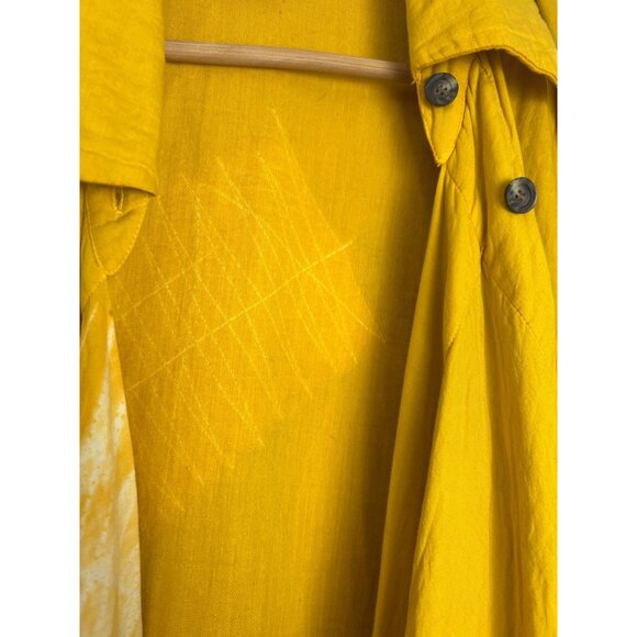 VTG ISSEY MIYAKE Scarf Tie-dye Long-sleeve shirt Small Cotton YLW/All-over patte - Picture 16 of 16